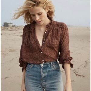 DOEN Rose Top in Rust Ditzy Floral Print XS